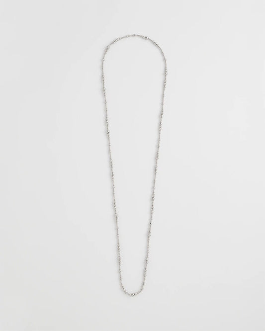Chico's Jewelry Silvertone Long Beaded Necklace