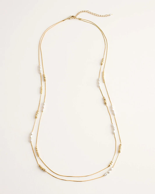 Chico's Jewelry Long Faux-Pearl and Goldtone Double-Strand Necklace
