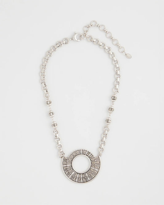 Chico's Jewelry Sparkling Silvertone Circle Pendant Necklace