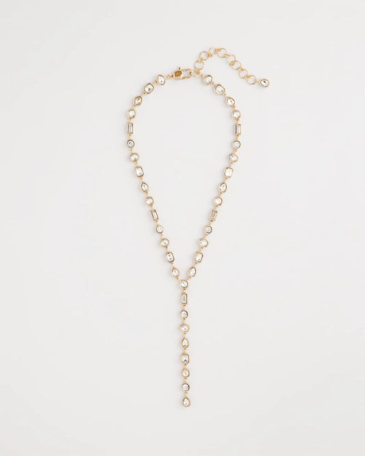 Chico's Jewelry Bezel Set Goldtone Y-Necklace
