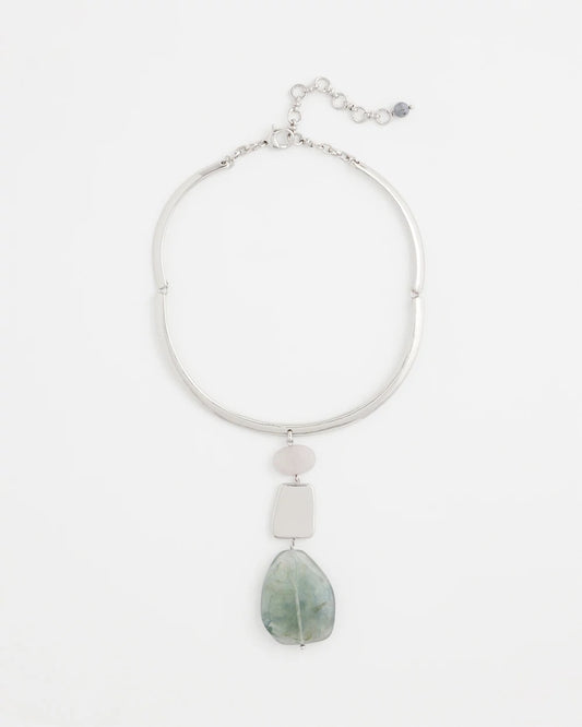 Chico's Jewelry Linear Jade & Resin Pendant Collar