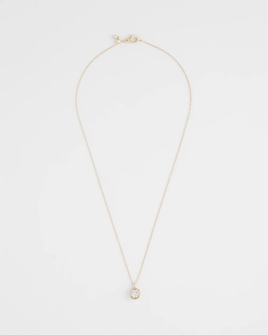 Chico's Jewelry Bezel Set Pendant Goldtone Necklace