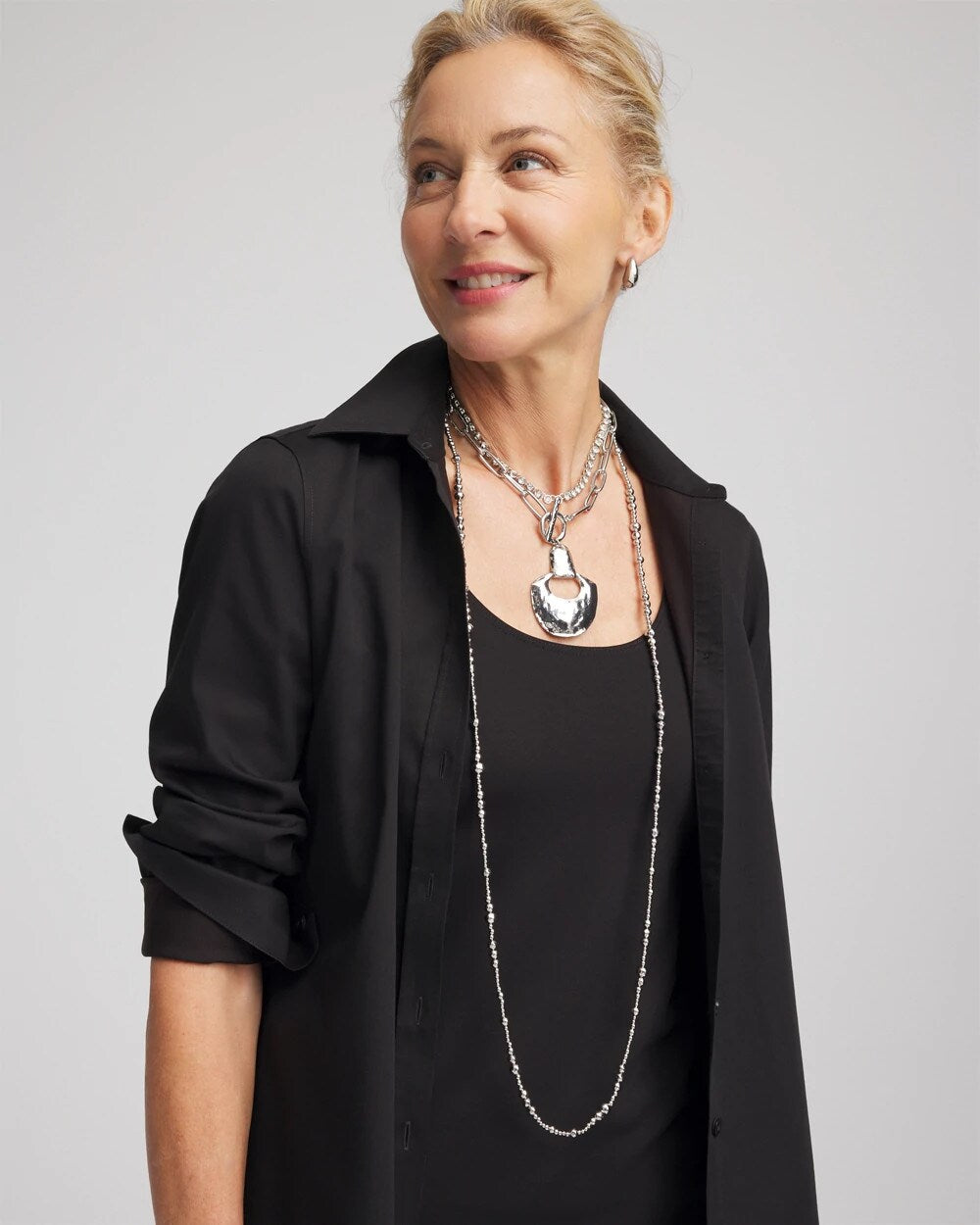 Chico's Jewelry Silvertone Tennis Necklace