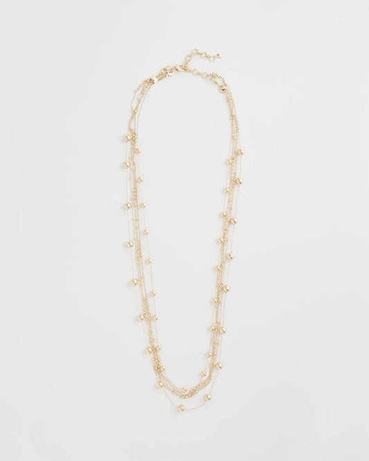 Chico's Jewelry Multistrand Beaded Goldtone Necklace