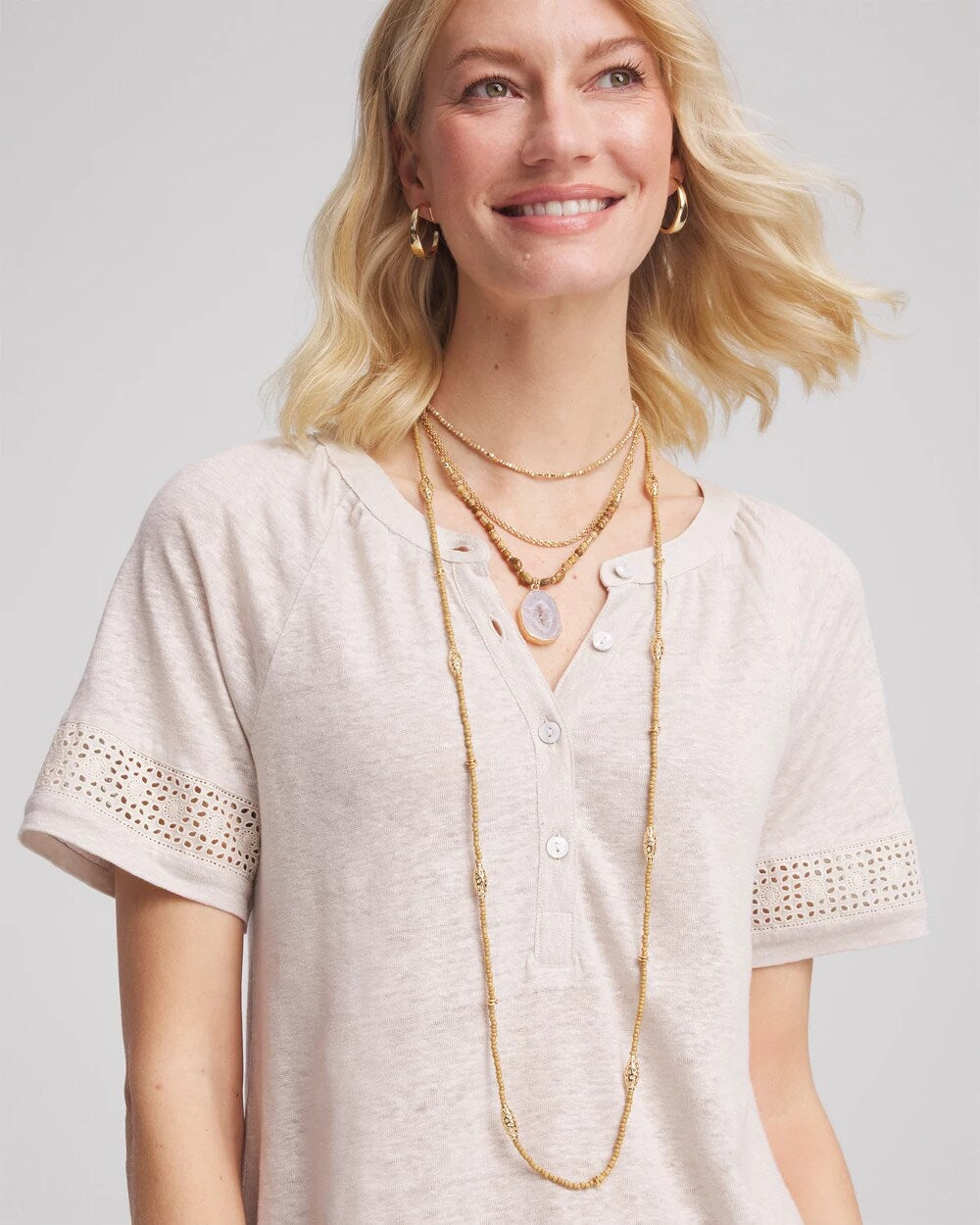 Chico's Jewelry Convertible Agate Pendant Necklace