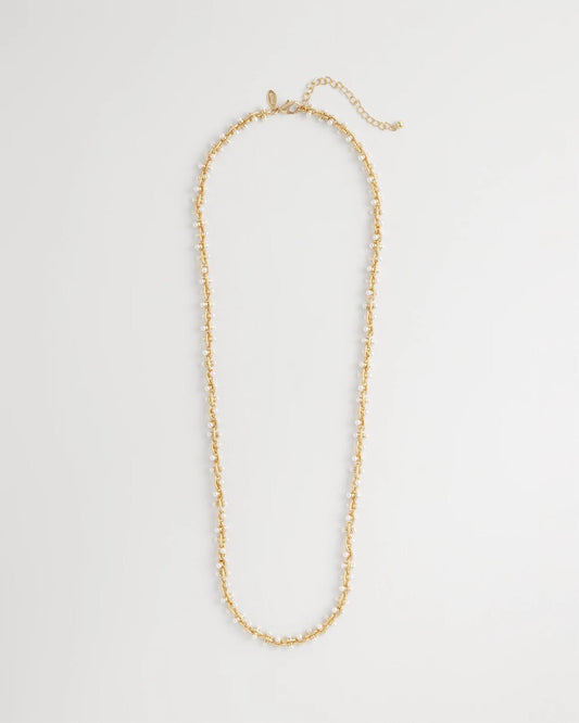 Chico's Jewelry Faux Pearl Single-Strand Link Chain Necklace