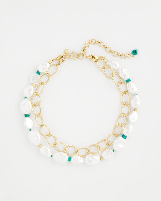 Chico's Jewelry Pearlescent Goldtone Collar Necklace