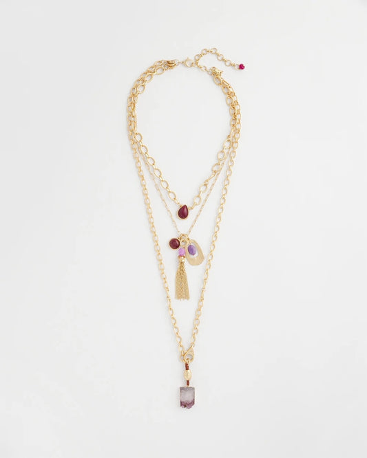 Chico's Jewelry Convertible Three-Strand Stone Pendant Necklace
