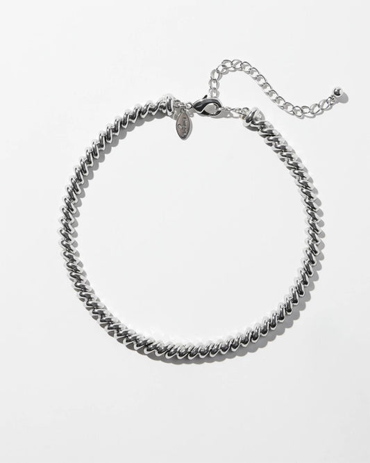 Chico's Jewelry Silver Tone Twist Collar Necklace