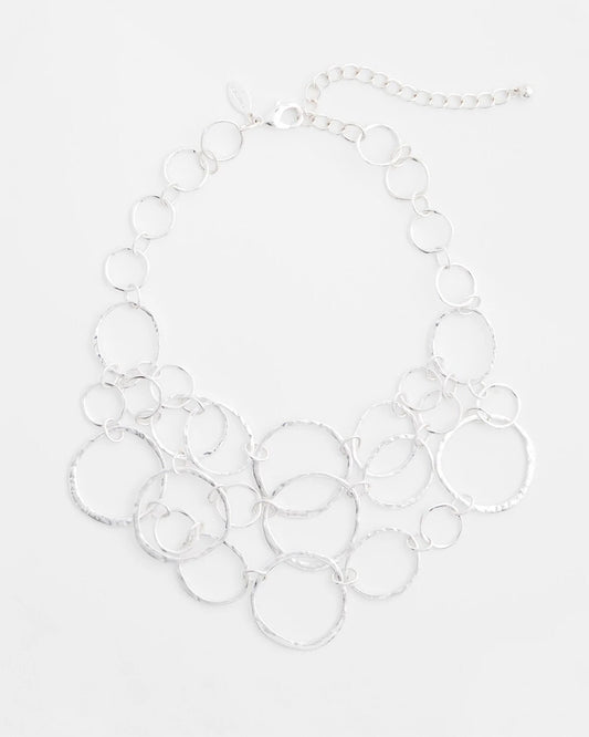 Chico's Jewelry Short Silvertone Multi-Strand Link Necklace