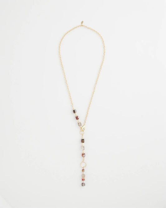Chico's Jewelry Art Deco Geo Glass Bead Y-Necklace