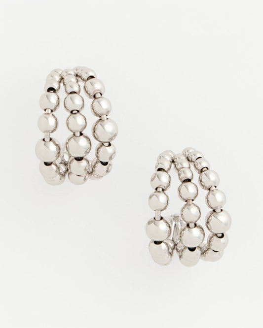 Chico's Jewelry Silver Beaded Mini Hoop Earrings
