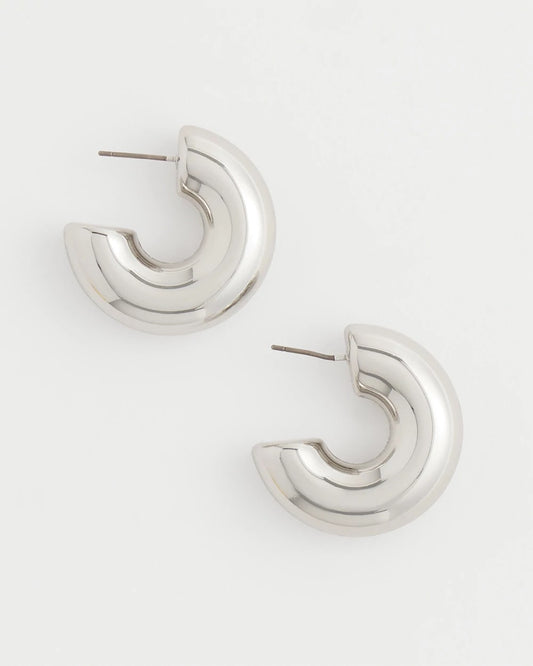 Chico's Jewelry Silver Puff Hoop Earrings