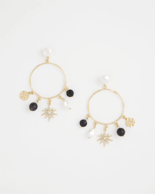 Chico's Jewelry Starry Night Charm Hoop Earrings