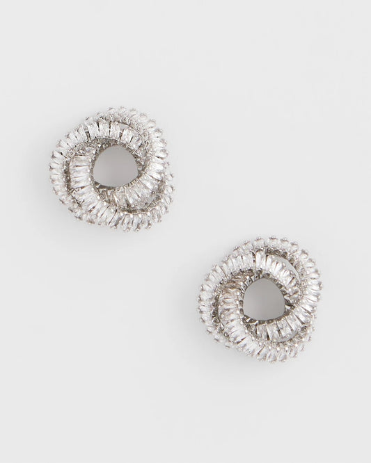 Chico's Jewelry Silvertone Twisted Stud Earrings