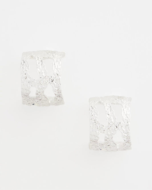 Chico's Jewelry No Droop® Cutout Silvertone Hoop Earrings