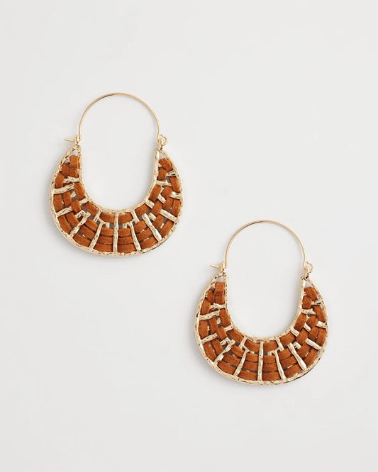 Chico's Jewelry Leather Half-Moon Hoop Earrings