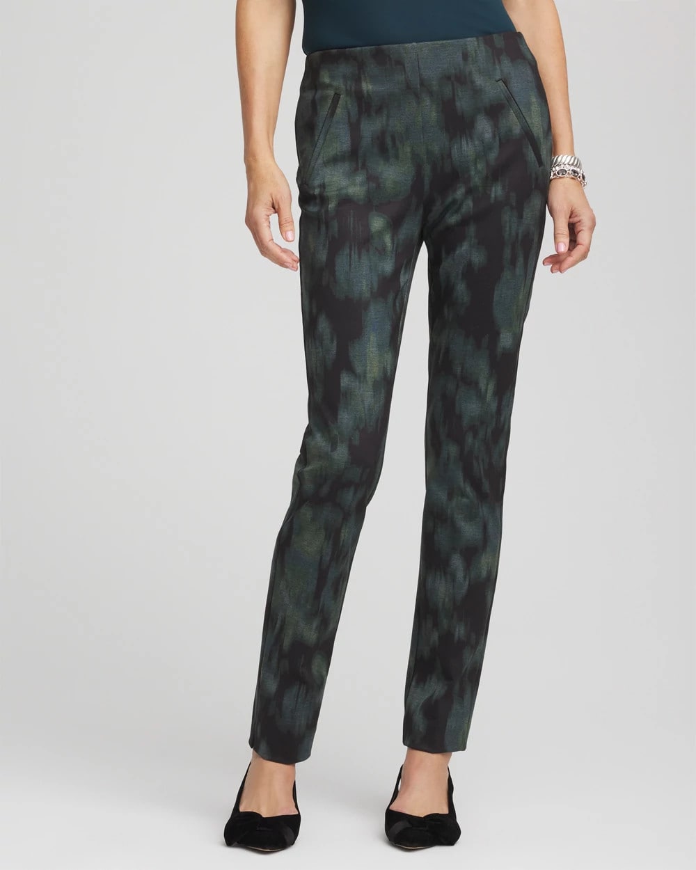 Chico's Collections Brinkly Blur Juliet Slim Ankle Pants