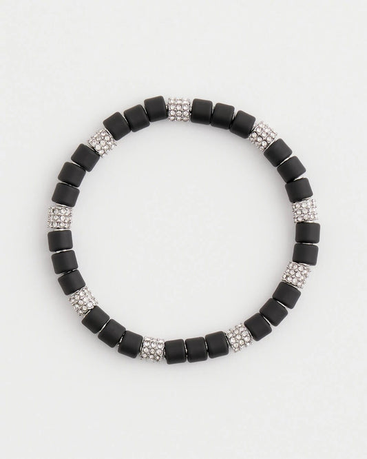 Chico's Jewelry Black Barrel Bead Stretch Bracelet
