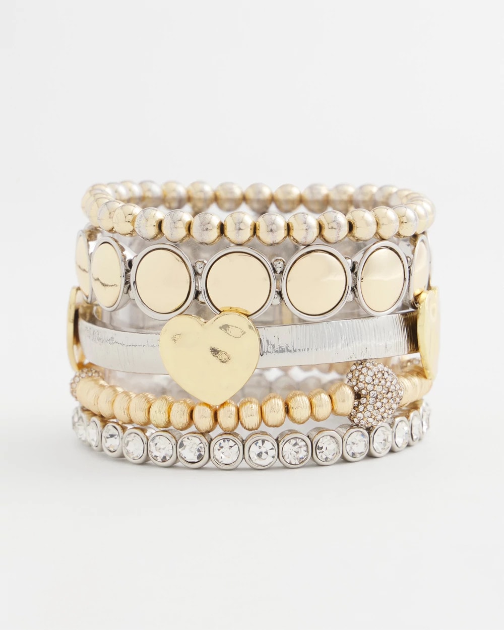 Chico's Jewelry Mixed Metal Heart Stretch Bracelet