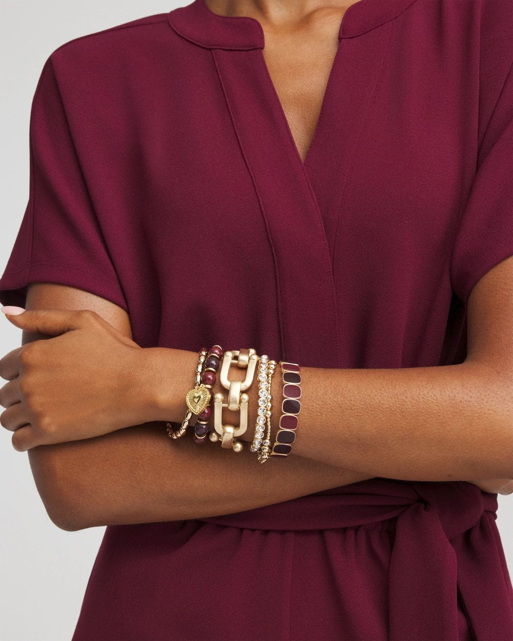 Chico's Jewelry Chianti Stretch Beaded Charm Bracelet