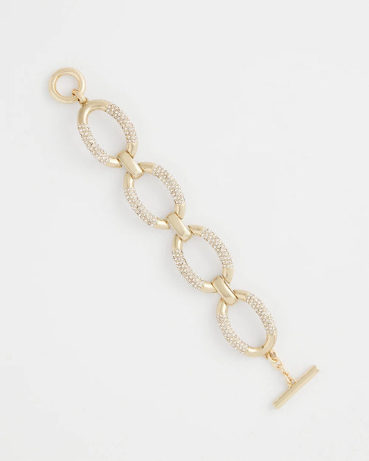Chico's Jewelry Large Pave Link Toggle Bracelet