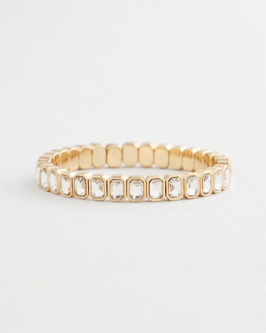 Chico's Jewelry Gold Bezel Set Stretch Tennis Bracelet