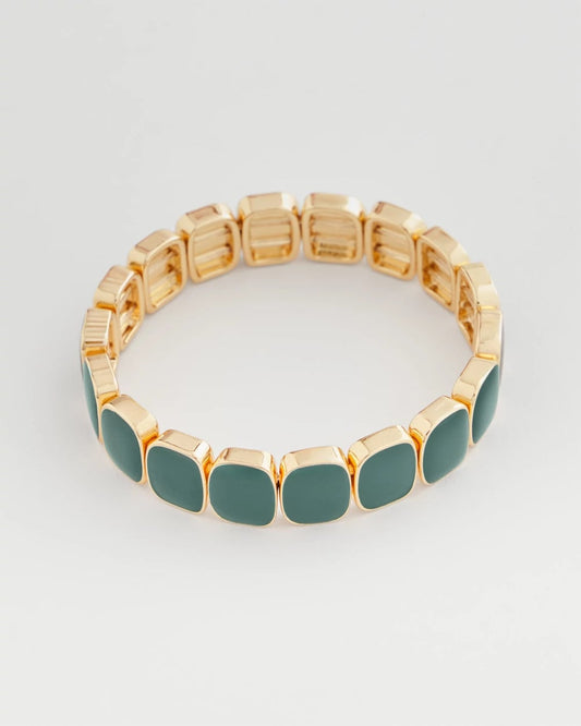 Chico's Jewelry Resin Goldtone Square Stretch Bracelet