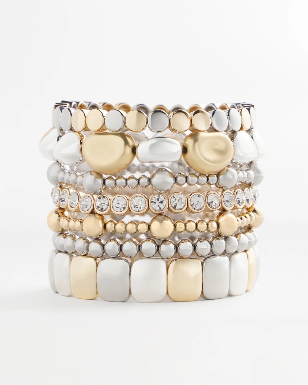 Chico's Jewelry Mixed-Metal Matte Square Stretch Bracelet