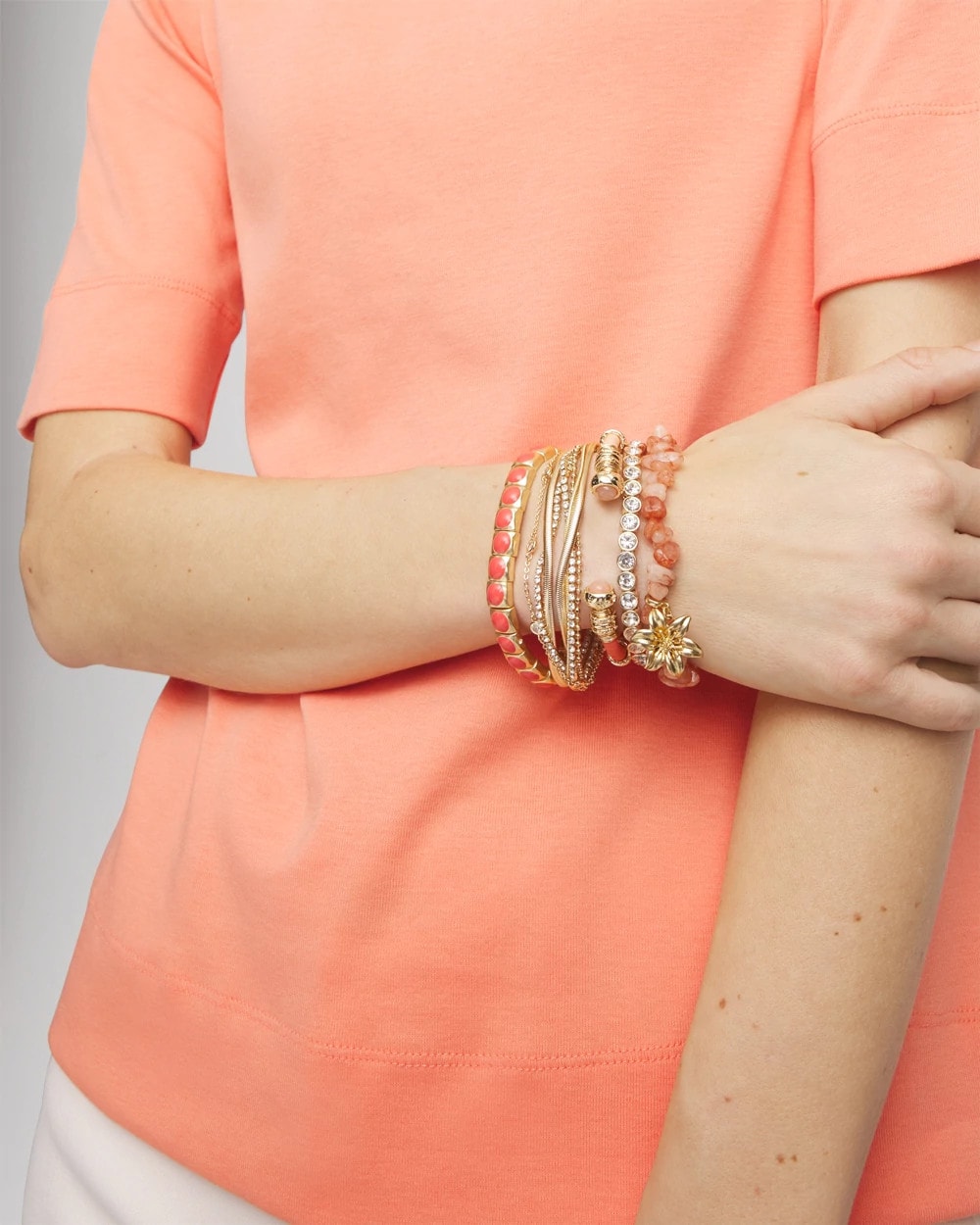 Chico's Jewelry Aventurine Stone Chips Charm Bracelet