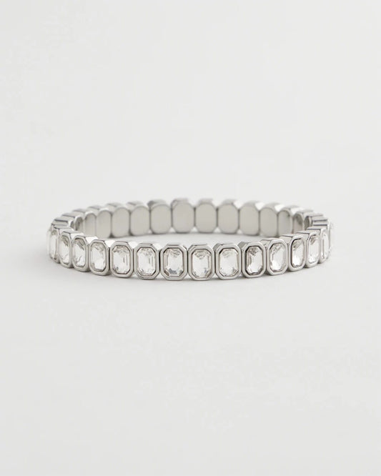 Chico's Jewelry Silver Bezel Set Stretch Tennis Bracelet