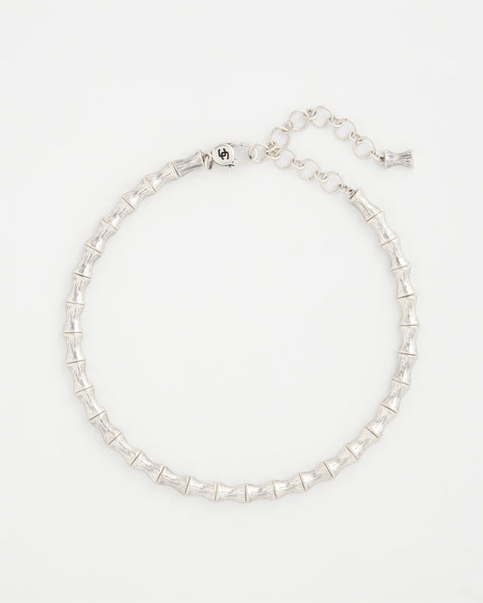 Chico's Jewelry Silvertone Bamboo Collar Necklace