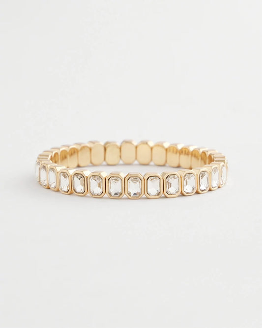 Chico's Jewelry Gold Bezel Set Stretch Tennis Bracelet