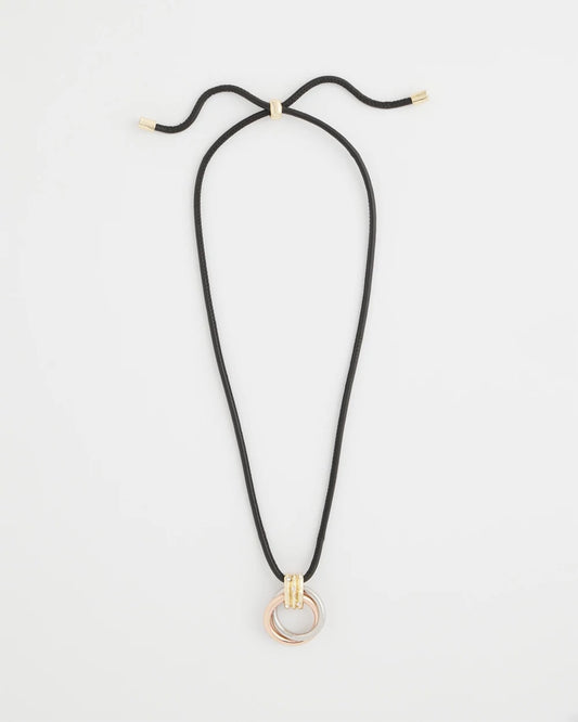 Chico's Jewelry Adjustable Tri-Tone Pendant Necklace
