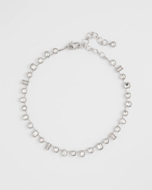 Chico's Jewelry Bezel Set Short Silvertone Necklace