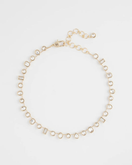 Chico's Jewelry Bezel Set Short Goldtone Necklace