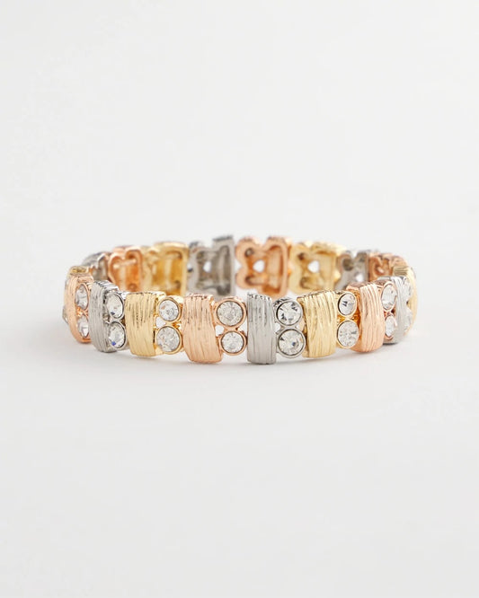 Chico's Jewelry Tri-Tone Rectangle Stretch Bracelet