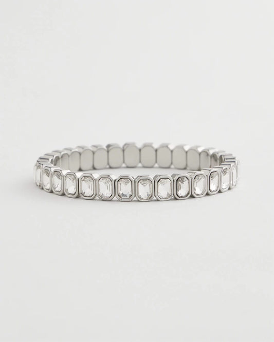 Chico's Jewelry Silver Bezel Set Stretch Tennis Bracelet