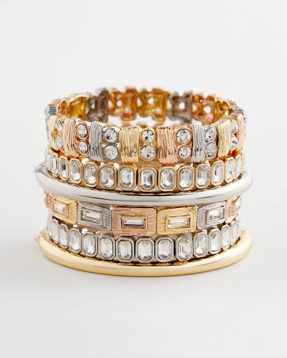 Chico's Jewelry Silver Bezel Set Stretch Tennis Bracelet