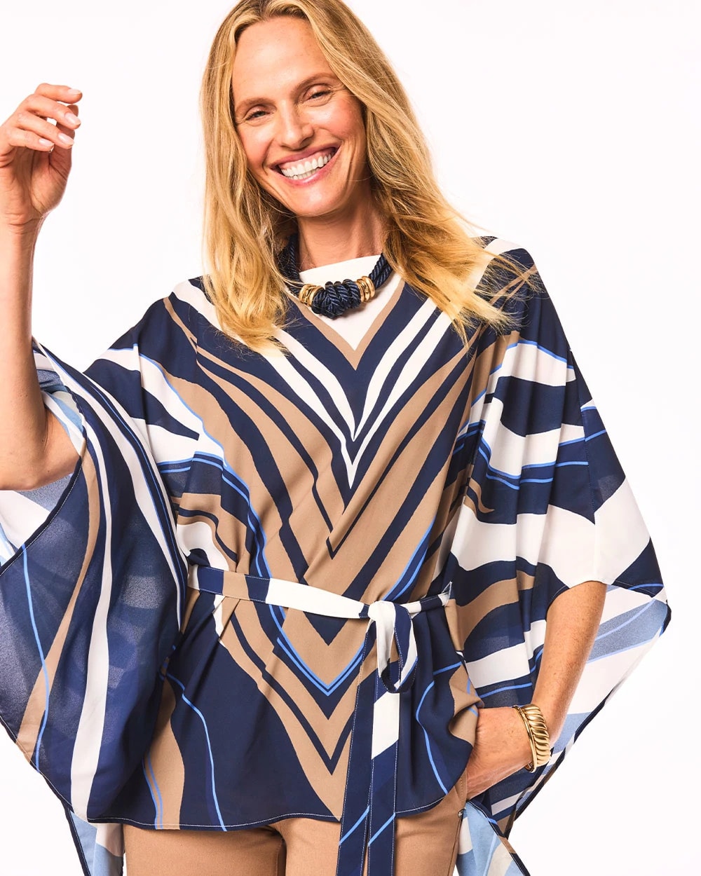 Chico's Accessories Voyage Belted Poncho