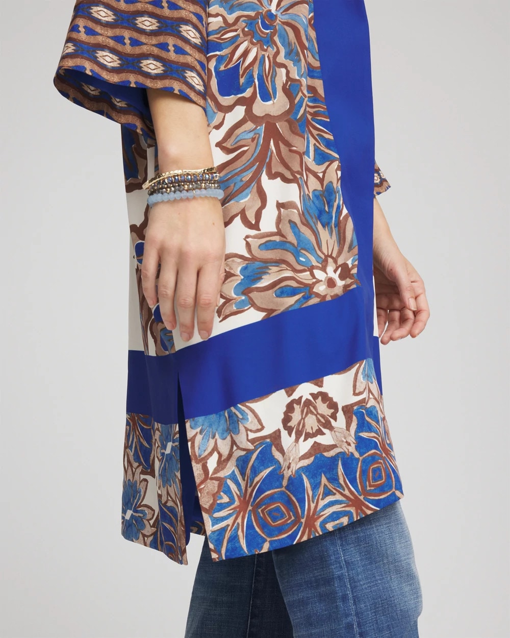 Chico's Accessories Crepe Long Printed Kimono