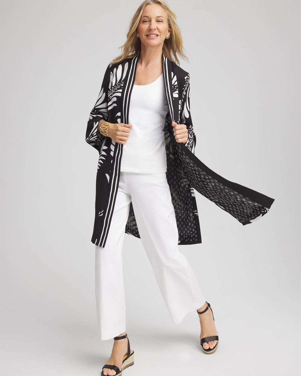 Chico's Accessories Tie-Front Long Kimono