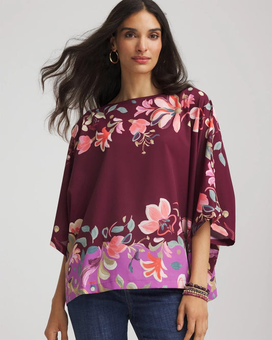 Chico's Accessories Printed Boatneck Pullover Poncho