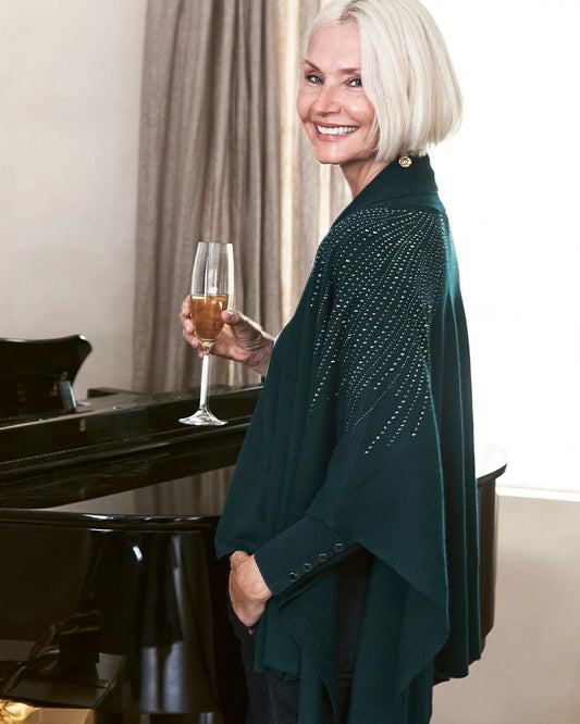 Chico's Accessories Embellished Shawl Collar Ruana