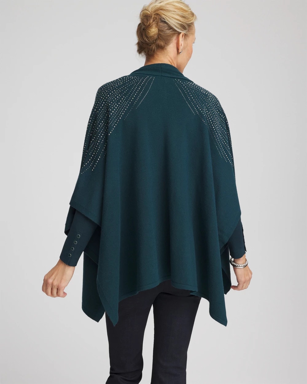 Chico's Accessories Embellished Shawl Collar Ruana