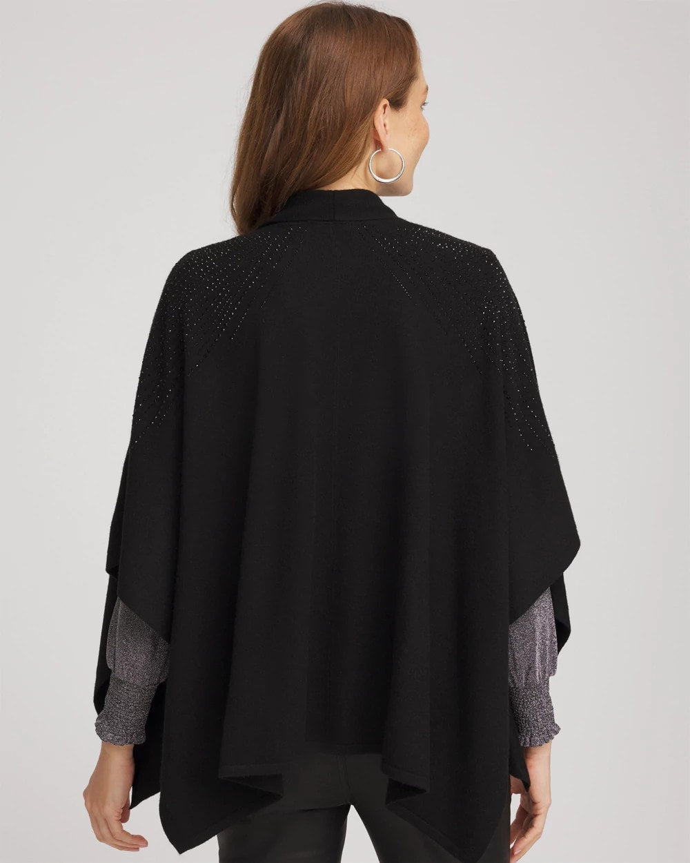 Chico's Accessories Embellished Shawl Collar Ruana