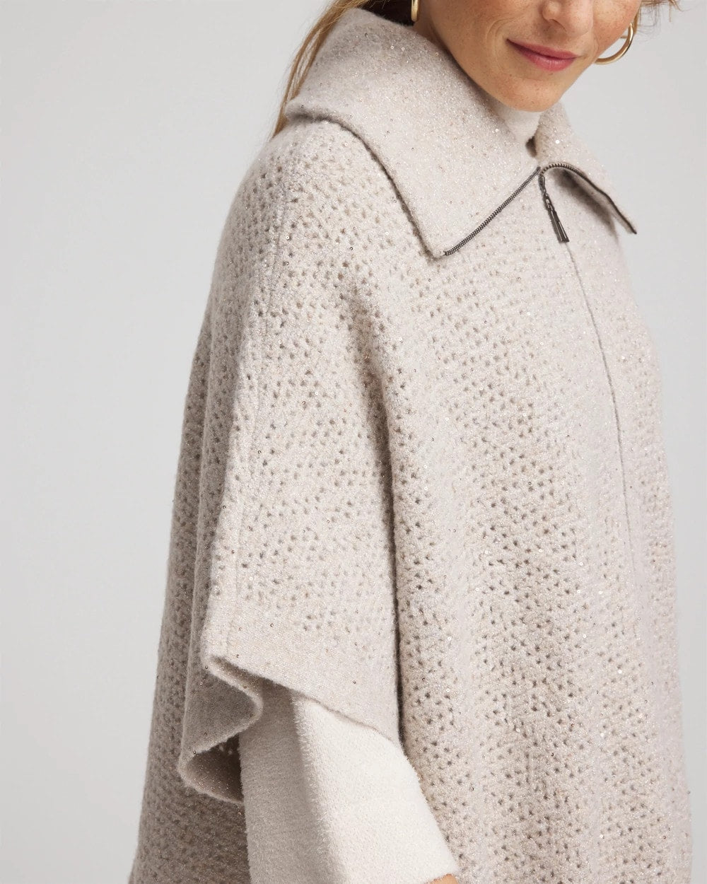 Chico's Accessories Zip-Front Collared Ruana