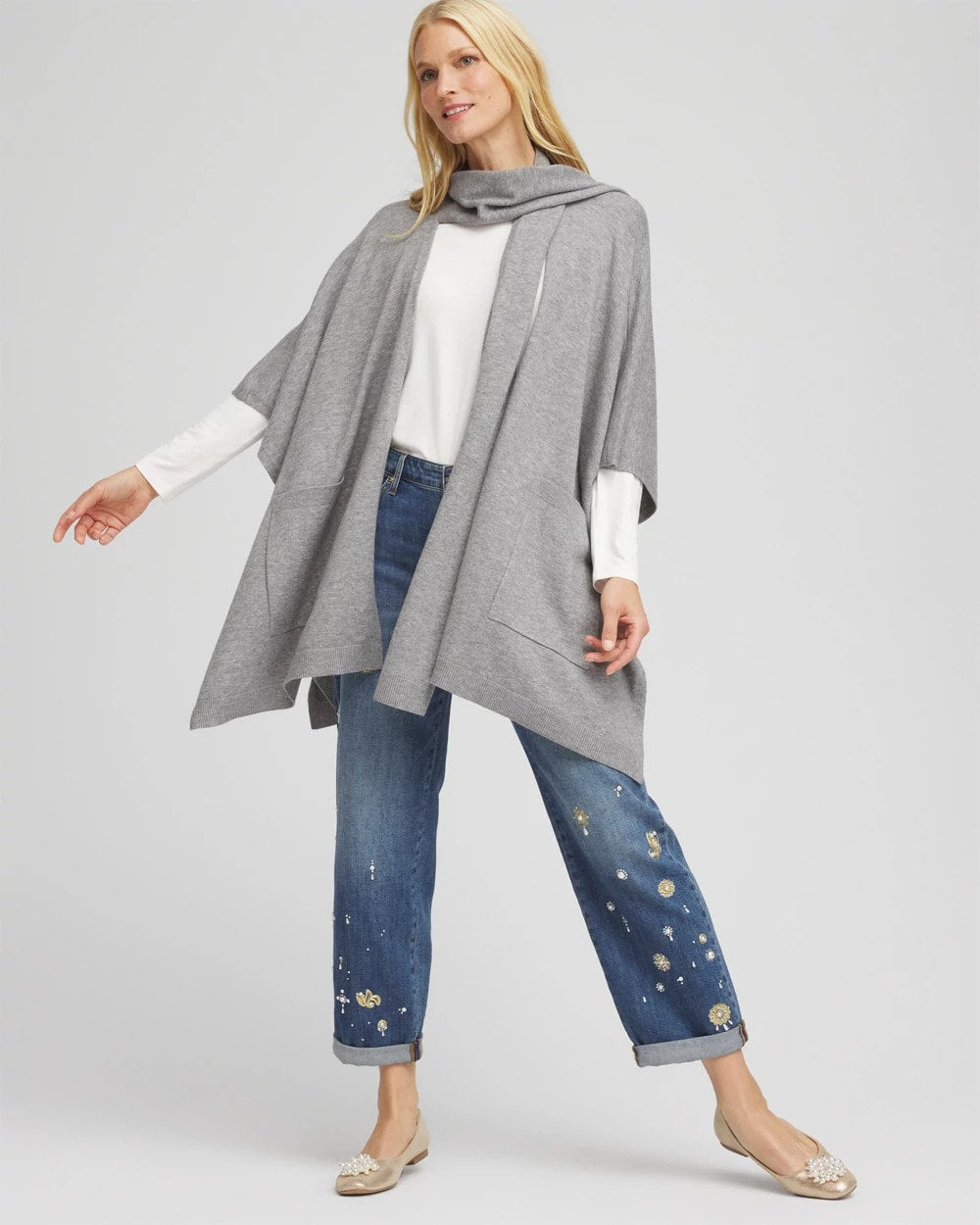 Chico's Accessories Long Knit Ruana
