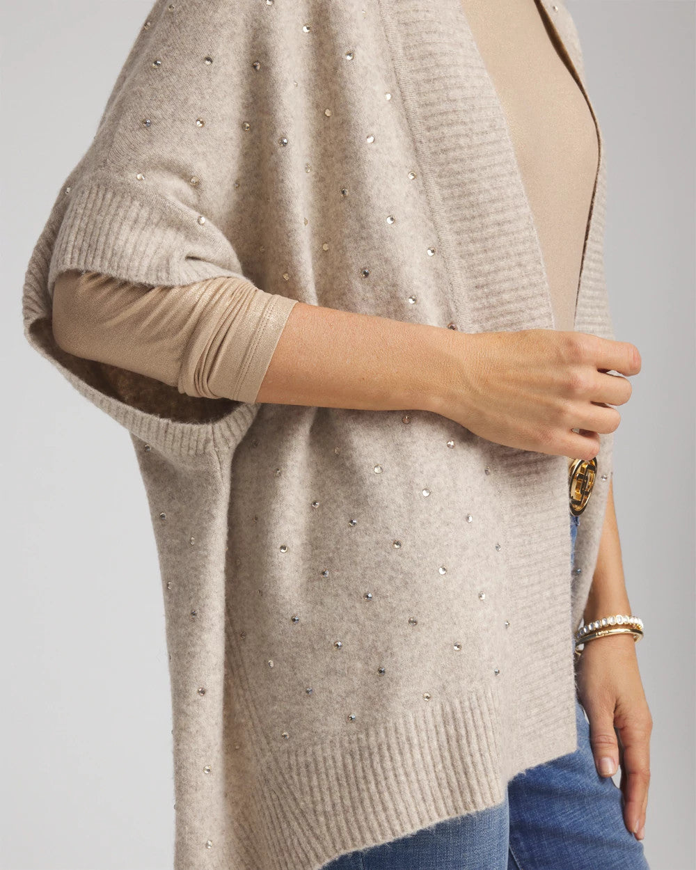 Chico's Accessories Embellished Cocoon Ruana