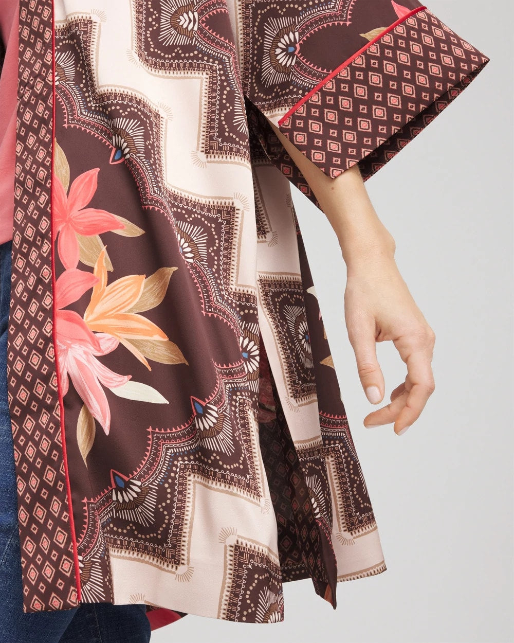 Chico's Accessories Long Mixed-Print Kimono